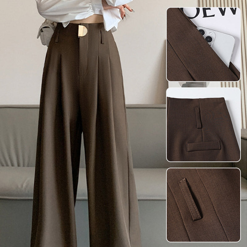 Pantaloni Donna a Vita Alta con Gamba Larga