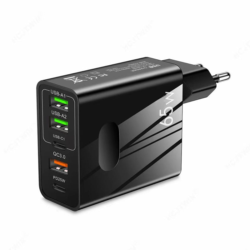 Caricatore GaN 65W a ricarica rapida e multiporta