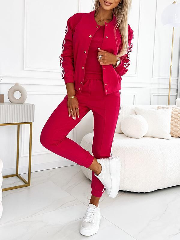 Set Giacca da Baseball e Pantaloni a 3 Pezzi da Donna
