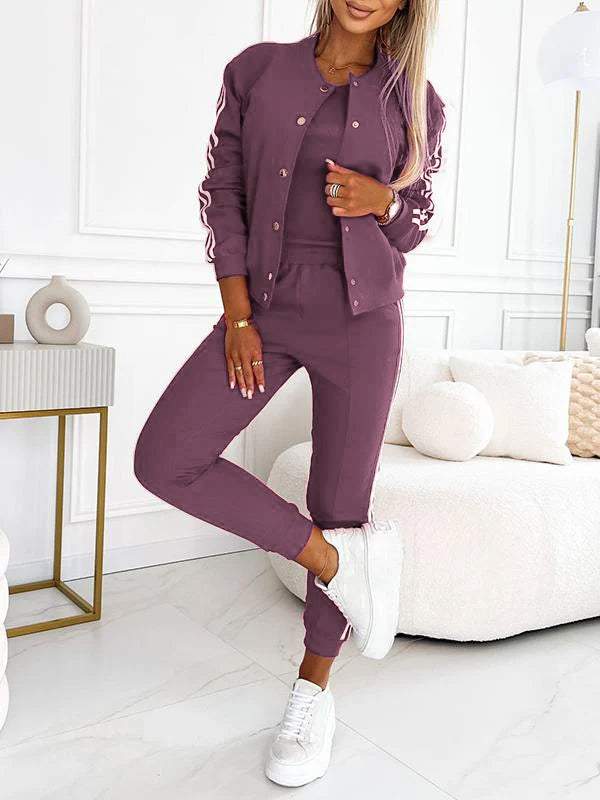 Set Giacca da Baseball e Pantaloni a 3 Pezzi da Donna