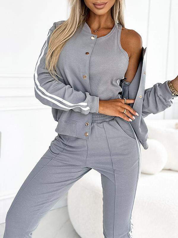Set Giacca da Baseball e Pantaloni a 3 Pezzi da Donna