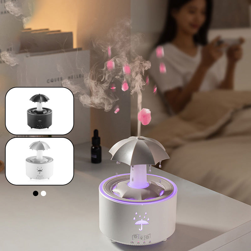 Umidificatore Aromaterapia a Goccia di Pioggia con Rotazione 7 Colori