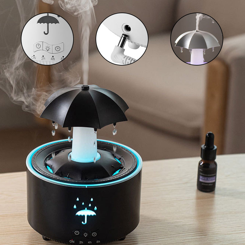 Umidificatore Aromaterapia a Goccia di Pioggia con Rotazione 7 Colori