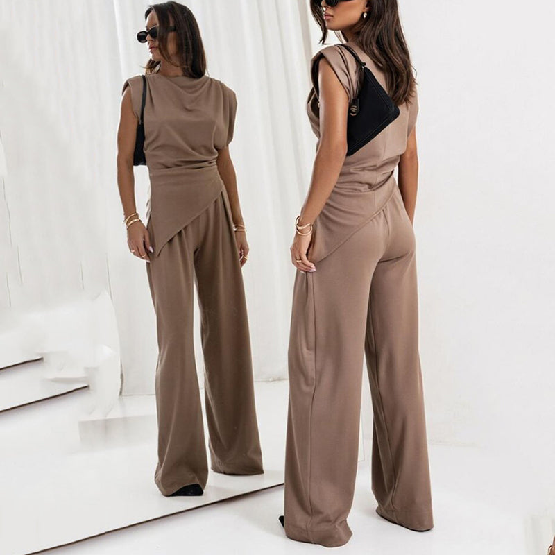 Completo Elegante a Due Pezzi da Donna in Tinta Unita