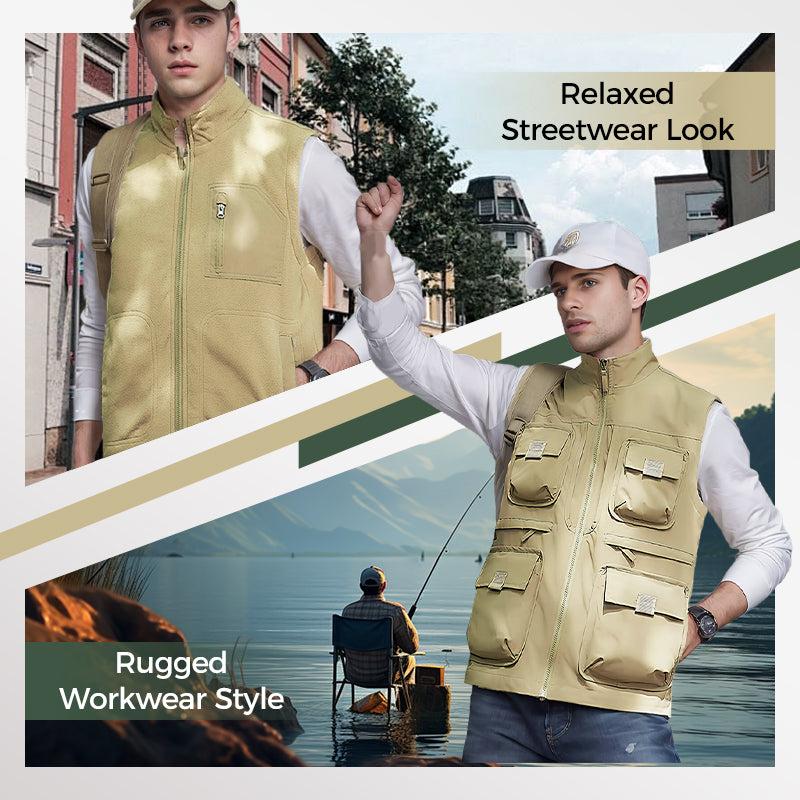 Gilet imbottito multitasche reversibile per uomo e donna