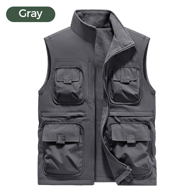 Gilet imbottito multitasche reversibile per uomo e donna