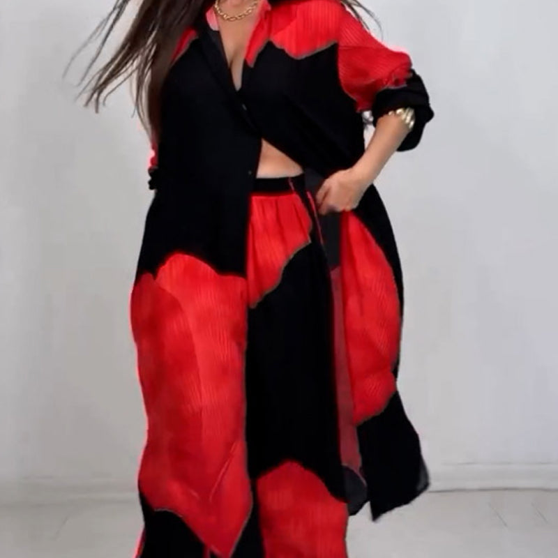 ✈️Spedizione gratuita✨-Set Camicia Lunga con Bottoni e Pantaloni con Coulisse