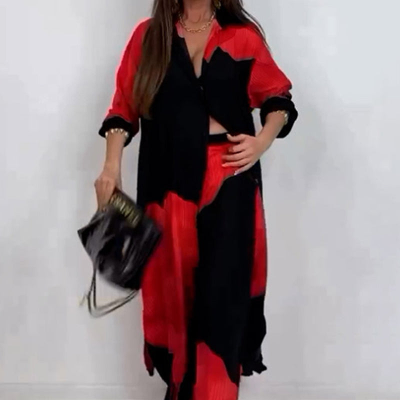 ✈️Spedizione gratuita✨-Set Camicia Lunga con Bottoni e Pantaloni con Coulisse
