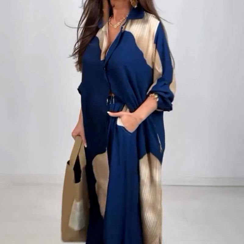 ✈️Spedizione gratuita✨-Set Camicia Lunga con Bottoni e Pantaloni con Coulisse