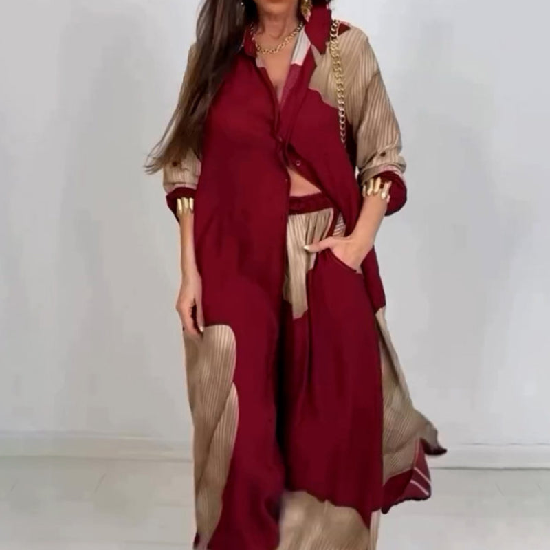 ✈️Spedizione gratuita✨-Set Camicia Lunga con Bottoni e Pantaloni con Coulisse