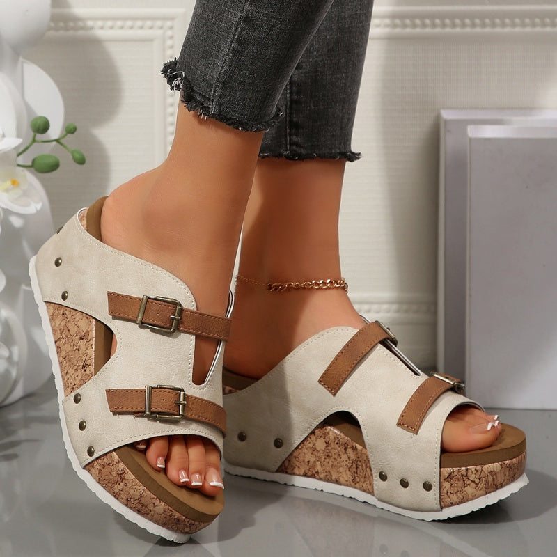 🔥Promozione Estiva 45% di Sconto 🔥Sandali con Zeppa e Plateau con Cut-out alla Moda da Donna