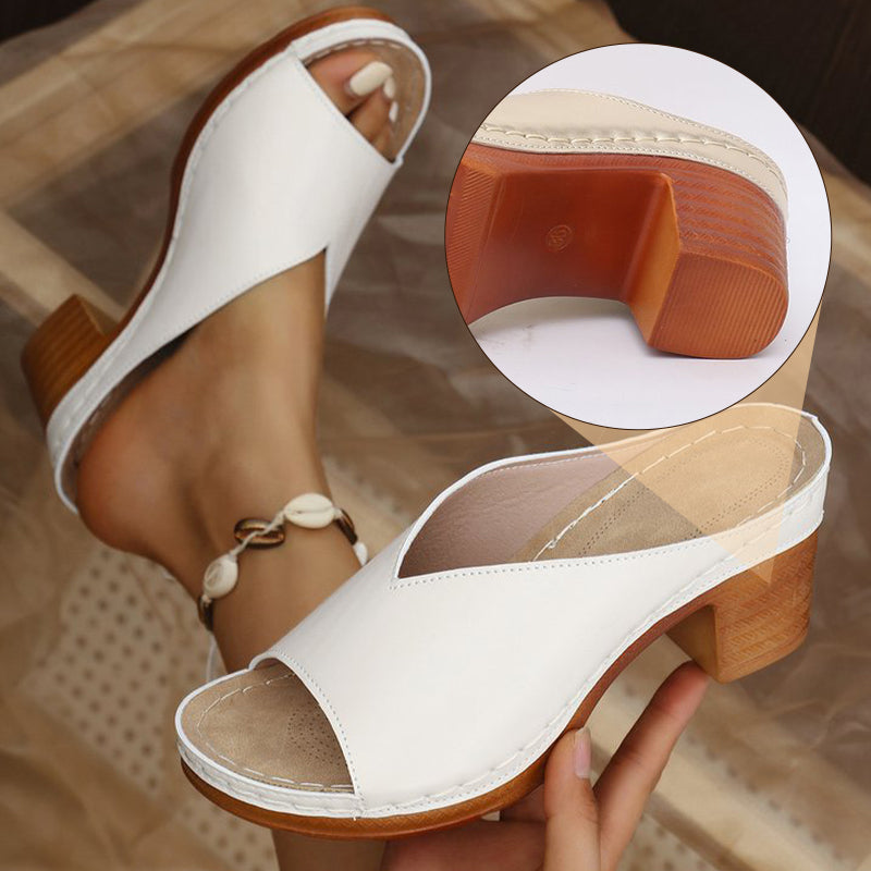 Sandali Slip-on con Tacco Largo e Plateau