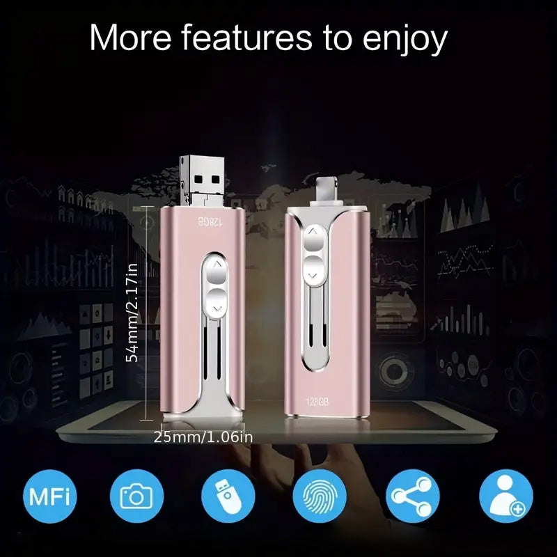 Micro USB da 64 GB + Lightning certificato MFi + 8 Pin + USB 3.0 ⚡4 in1 Unità flash per iPhone/iPad/Android/PC⚡