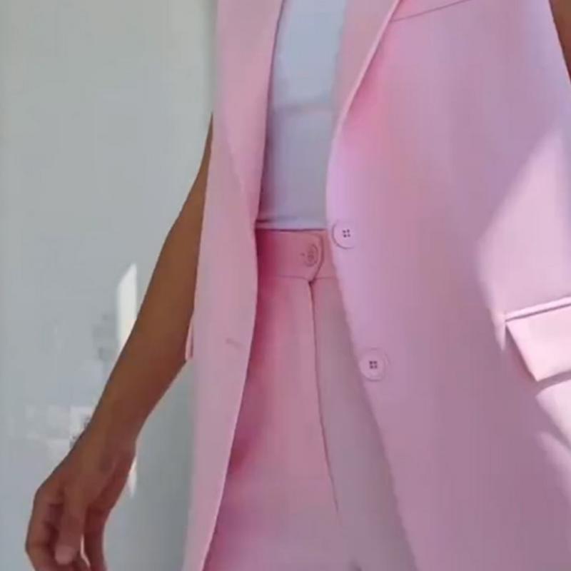 ⏰Ultimo giorno di vendita 49% di sconto💖 Set donna blazer elegante senza maniche e pantaloni a vita alta