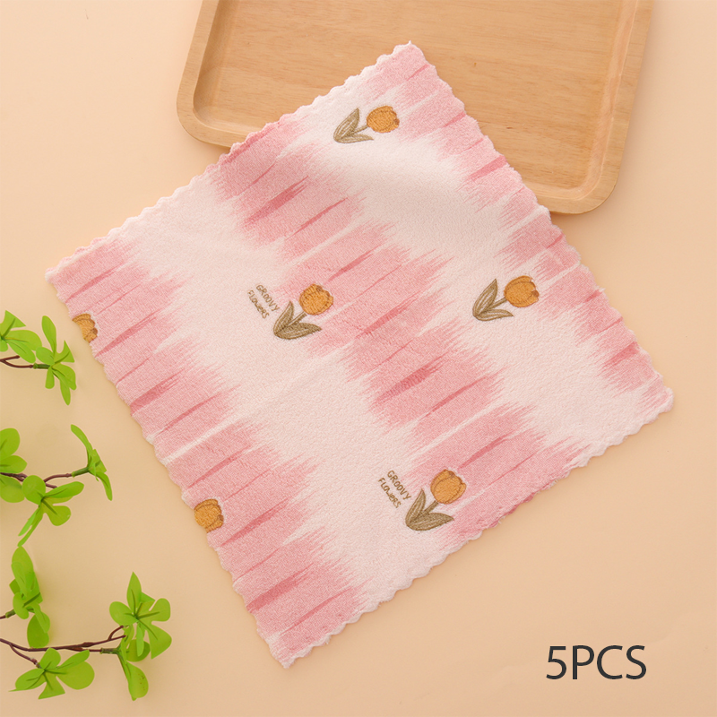 5 strofinacci in flanella color corallo per uso domestico