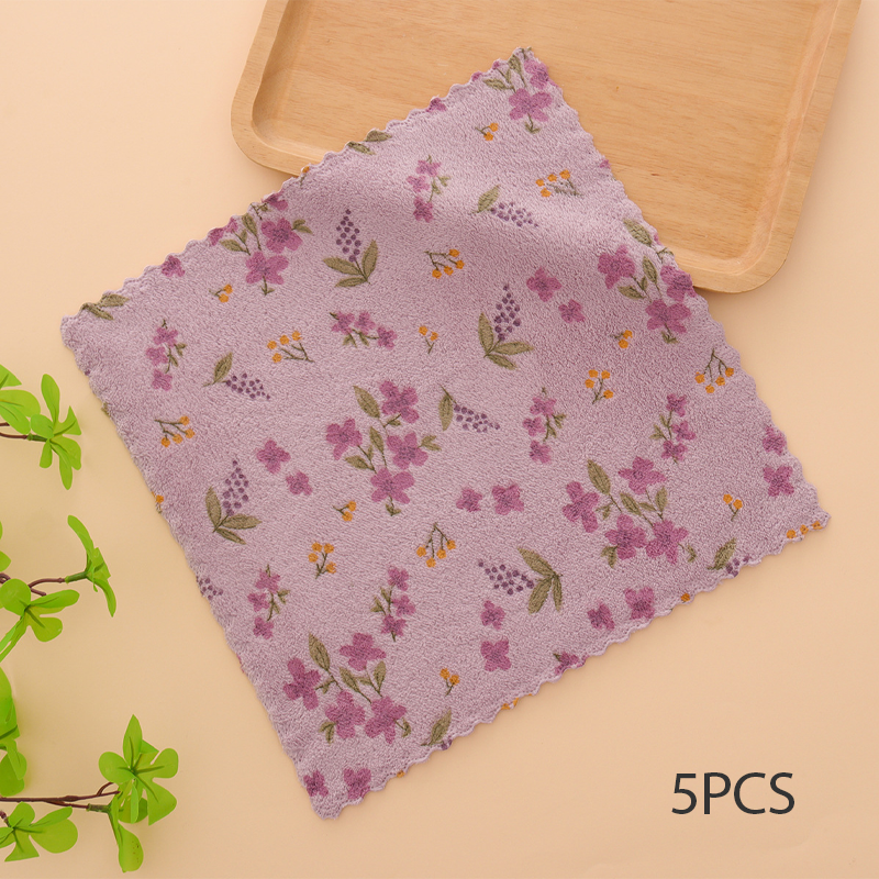 5 strofinacci in flanella color corallo per uso domestico