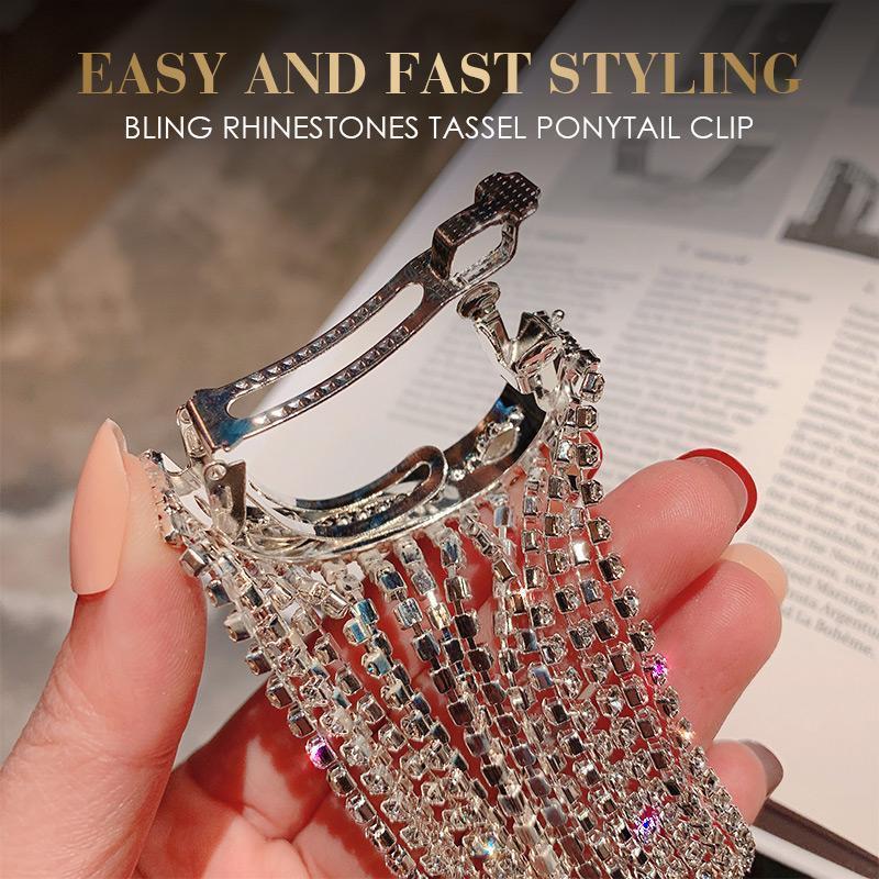 Clip coda di cavallo nappa strass Bling