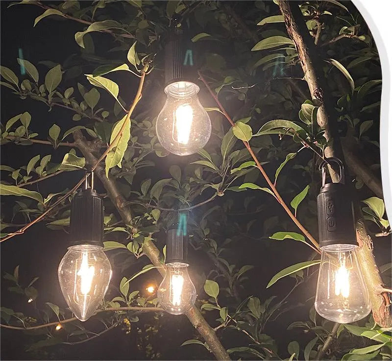 Decorazione di illuminazione a lampadina retrò da appendere per campeggio all'aperto