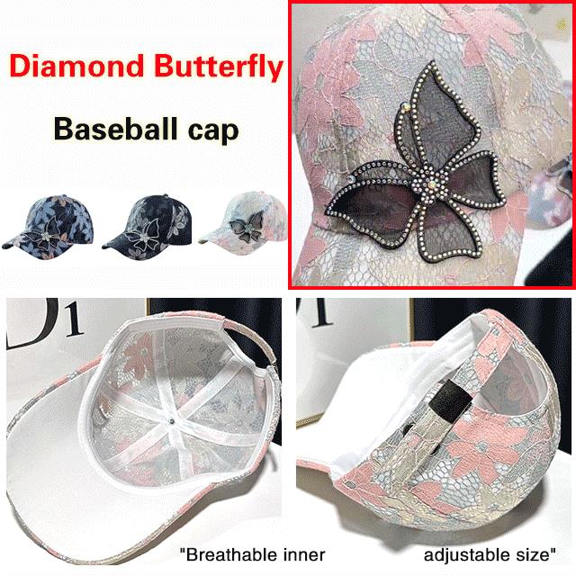 🦋Cappello da baseball con diamante e farfalla in rete
