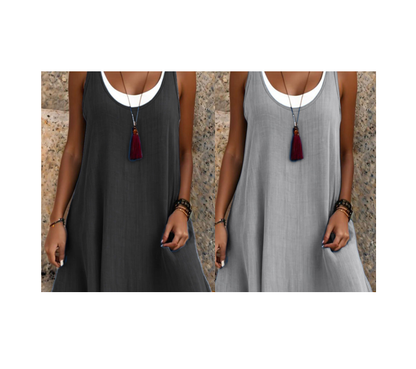 ⏰Dernier jour des soldes : 55 % de réduction 💃Robe débardeur deux pièces décontractée et ample sans manches pour femme