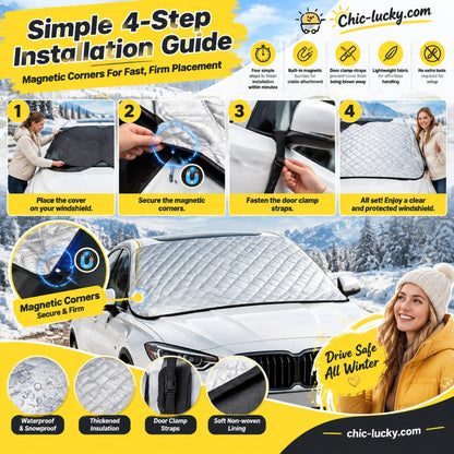🚗 50% dto. Funda magnética para parabrisas – reduce la acumulación de escarcha y hielo, fijación magnética y plegable con bolsa. ¡Disponible en 2 tamaños, plateada! ✨❄️
