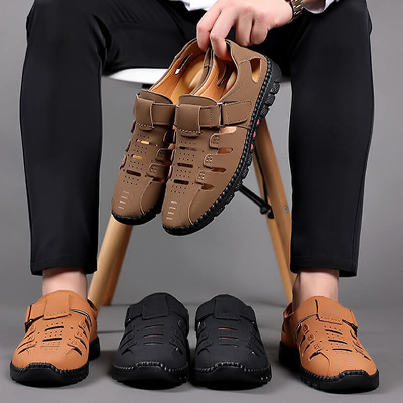Eleganti sandali cavi in pelle