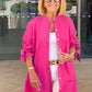 Giacca camicia da donna lunga in cotone tinta unita