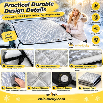🚗 50% dto. Funda magnética para parabrisas – reduce la acumulación de escarcha y hielo, fijación magnética y plegable con bolsa. ¡Disponible en 2 tamaños, plateada! ✨❄️