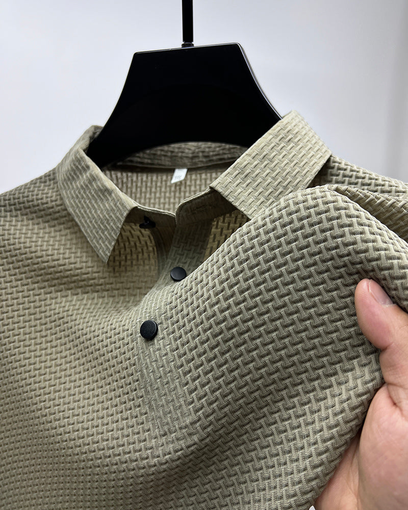 Camicia a maniche corte traspirante da uomo in seta di ghiaccio