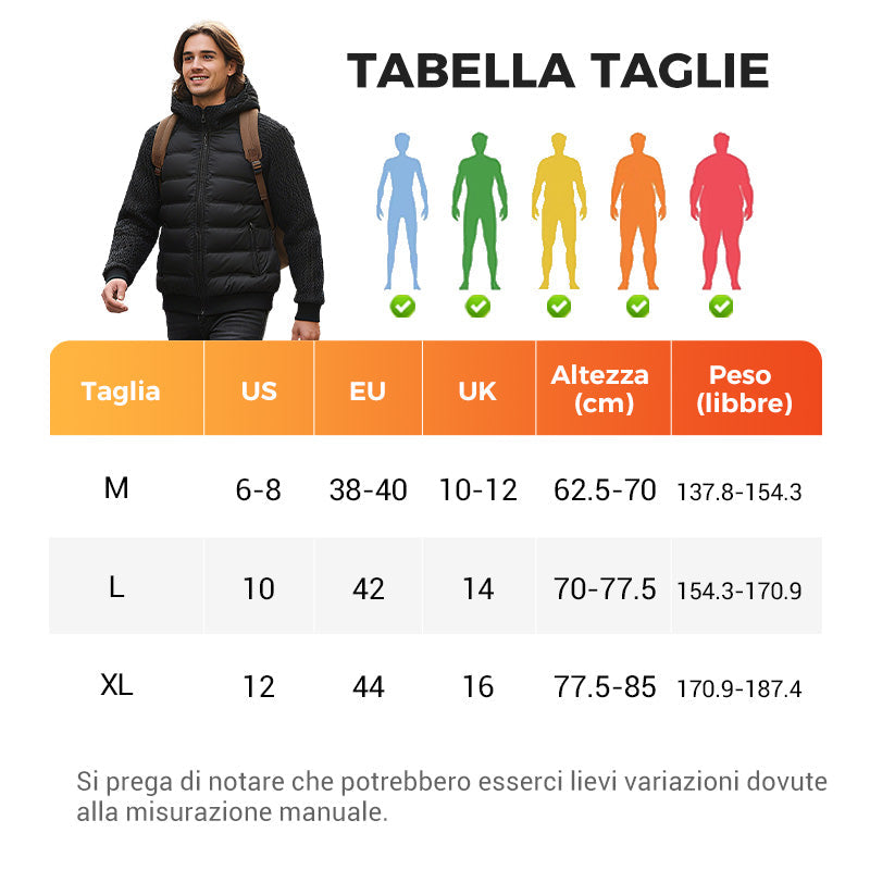 ⏳Offerta limitata nel tempo⏰Giacca antivento imbottita con cappuccio da uomo