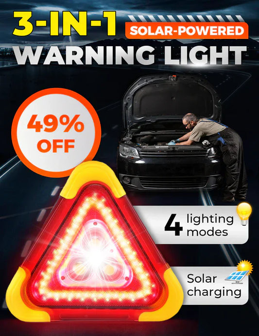🔥L’ultimo giorno vendita al 50%✨Luce di avvertimento stradale del triangolo di emergenza solare 3-IN-1