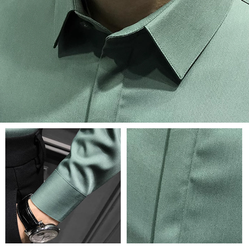 Camicia da uomo senza pieghe con bottoni