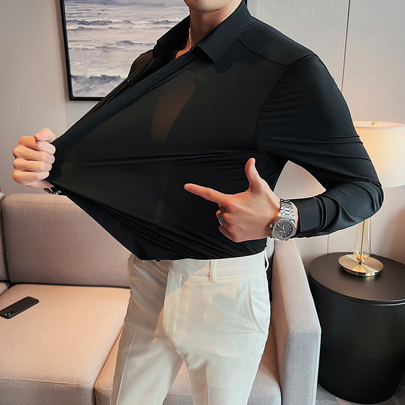 Camicia da uomo senza pieghe con bottoni