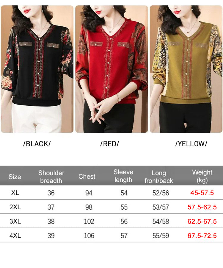 Top elegante con scollo a V impreziosito da strass per l'autunno