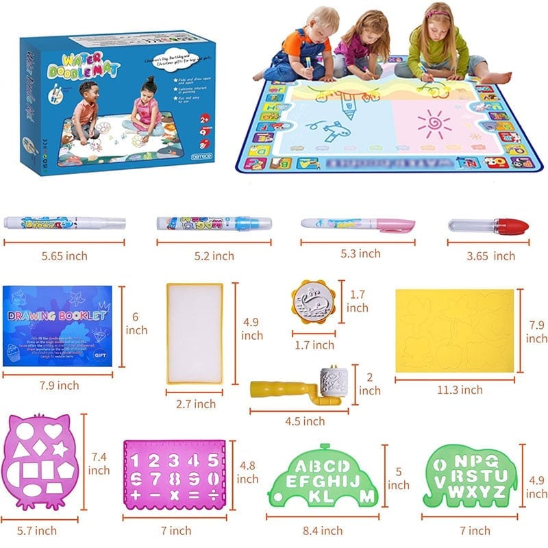 🎁Water Doodle Mat, Aqua Painting Drawing Mat Mess Free Learning Toy Mat