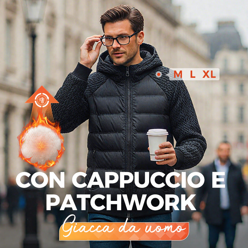 ⏳Offerta limitata nel tempo⏰Giacca antivento imbottita con cappuccio da uomo