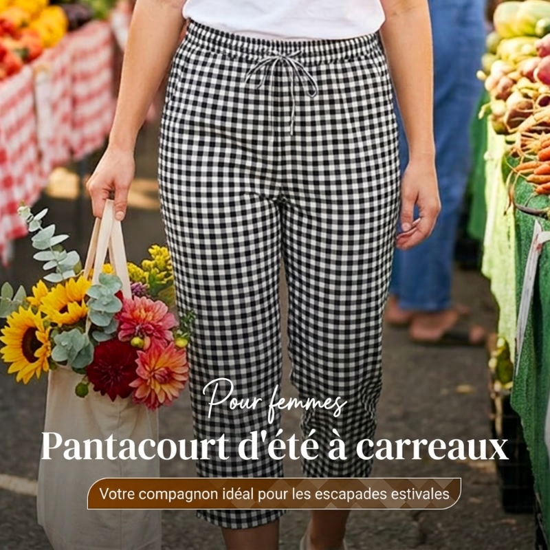 Pantalon capri à carreaux d'été pour femme
