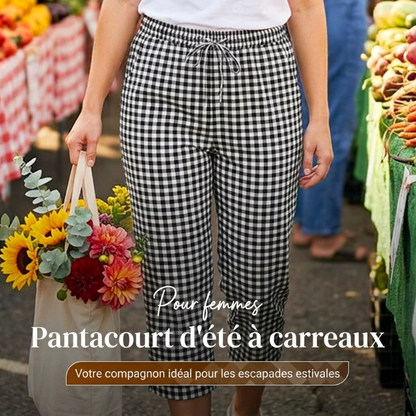 Pantalon capri à carreaux d'été pour femme