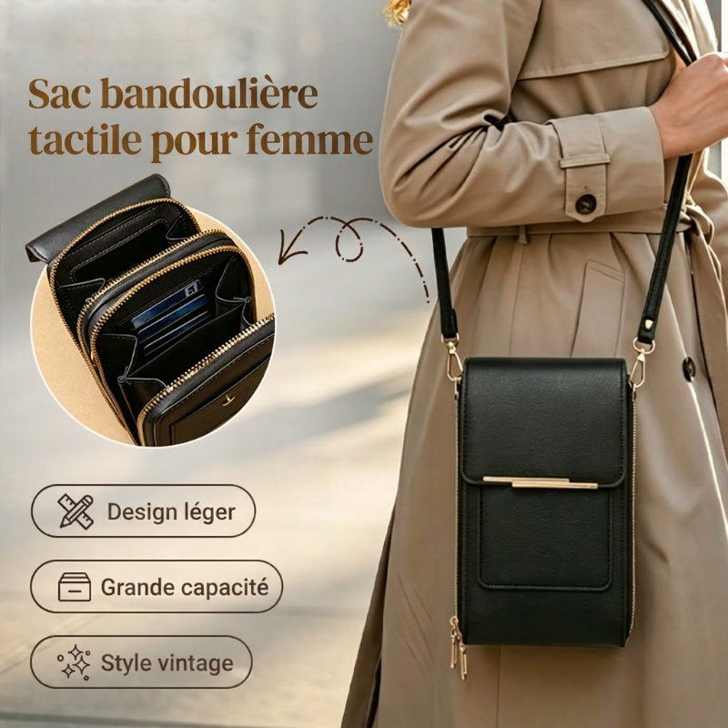 🔥Soldes exceptionnels 50% de réduction -🎁Sacoche pour téléphone portable à écran tactile pour femme🤩