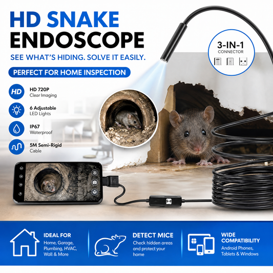 ⏳🔥¡50 % DE DESCUENTO POR TIEMPO LIMITADO! ⏰ 🔥Endoscopio 3 en 1 – Cámara de Inspección para Exploración, Reparación y Uso Doméstico