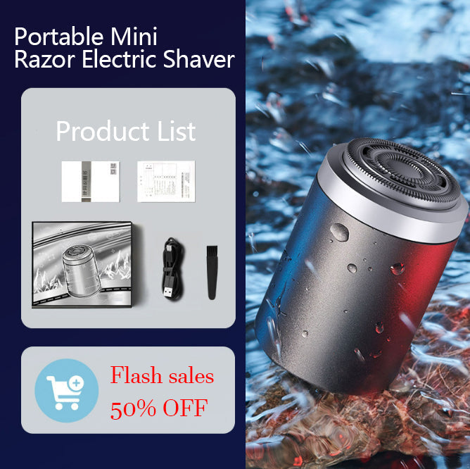 🪒 PROMO FLASH 50% ! ⚡ Rasoir Électrique Mini Portable – 15 Lames Turbo Inox, 7200 tr/min, Double Anneau 3D, Usage Sec/Humide, Recharge USB, Autonomie 60min ✨