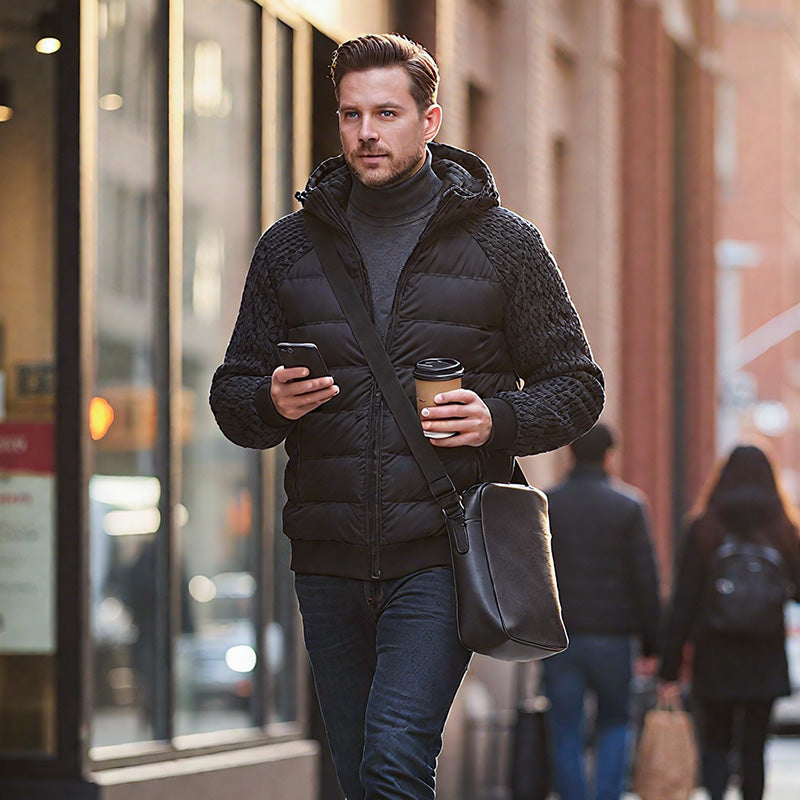 ⏳Offerta limitata nel tempo⏰Giacca antivento imbottita con cappuccio da uomo