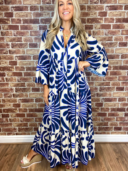 🔥Hot Sale - 49% OFF🍃Floral Print Bell Sleeve Soft and Breathable Maxi Dress