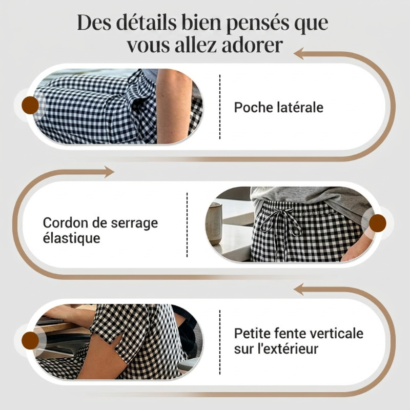 Pantalon capri à carreaux d'été pour femme