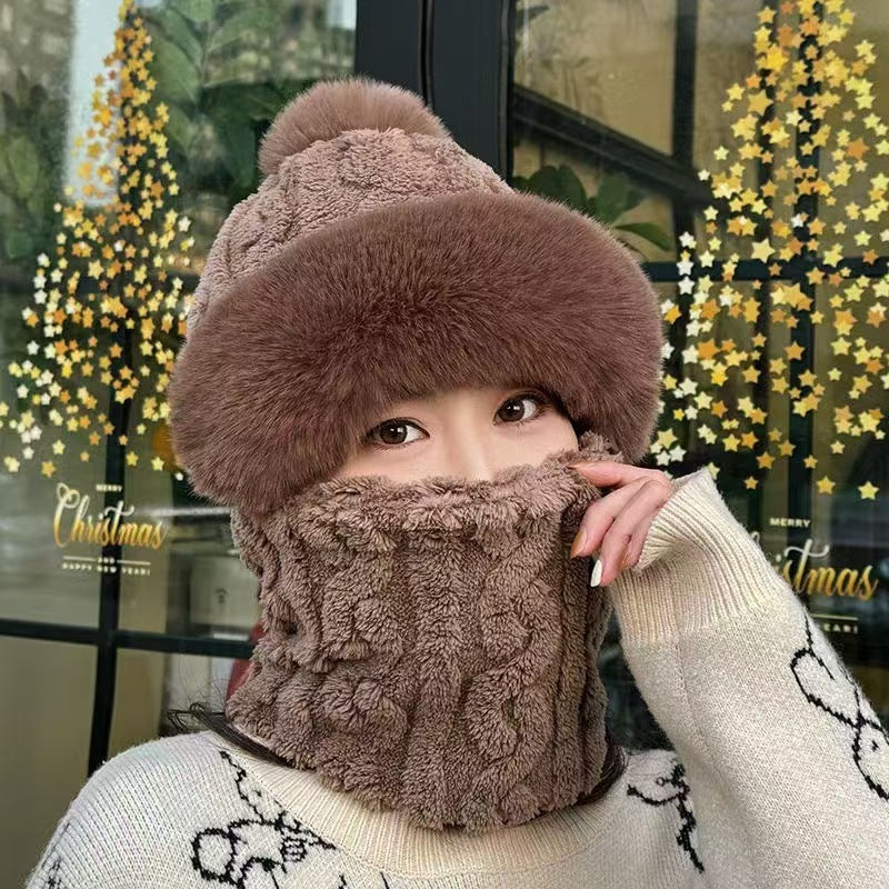 ❄️Bufanda y gorro de felpa abrigados y resistentes al viento para mujer