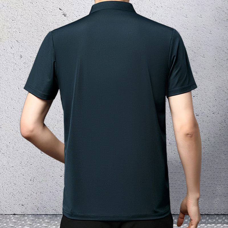 T-shirt da Uomo Casual Traspirante e Antipiega con Colletto a Revers