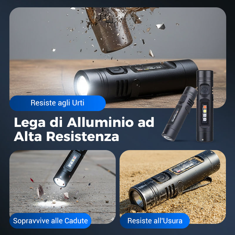 Mini torcia elettrica multifunzionale in lega di alluminio