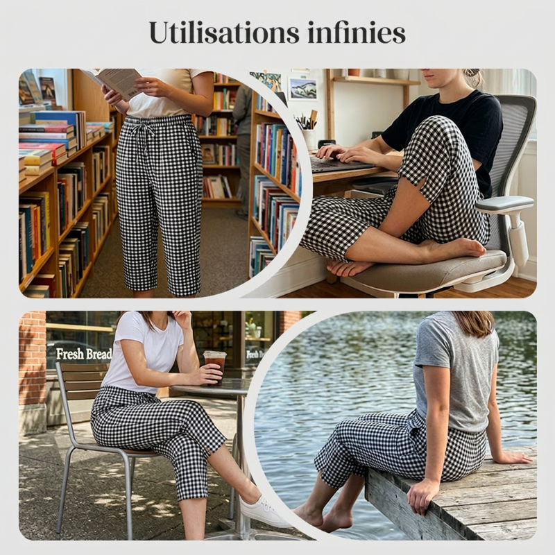 Pantalon capri à carreaux d'été pour femme
