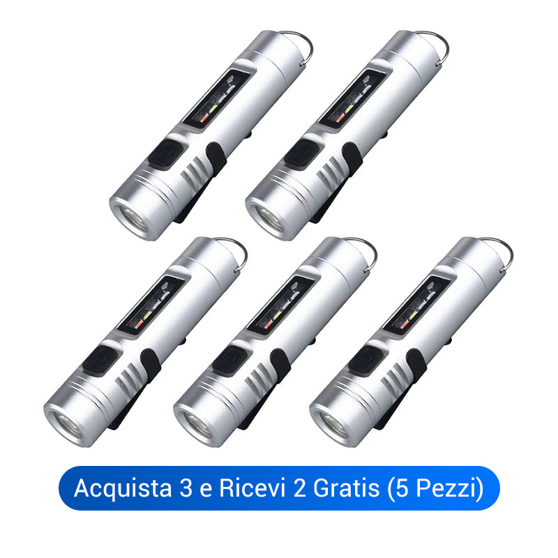 Mini torcia elettrica multifunzionale in lega di alluminio