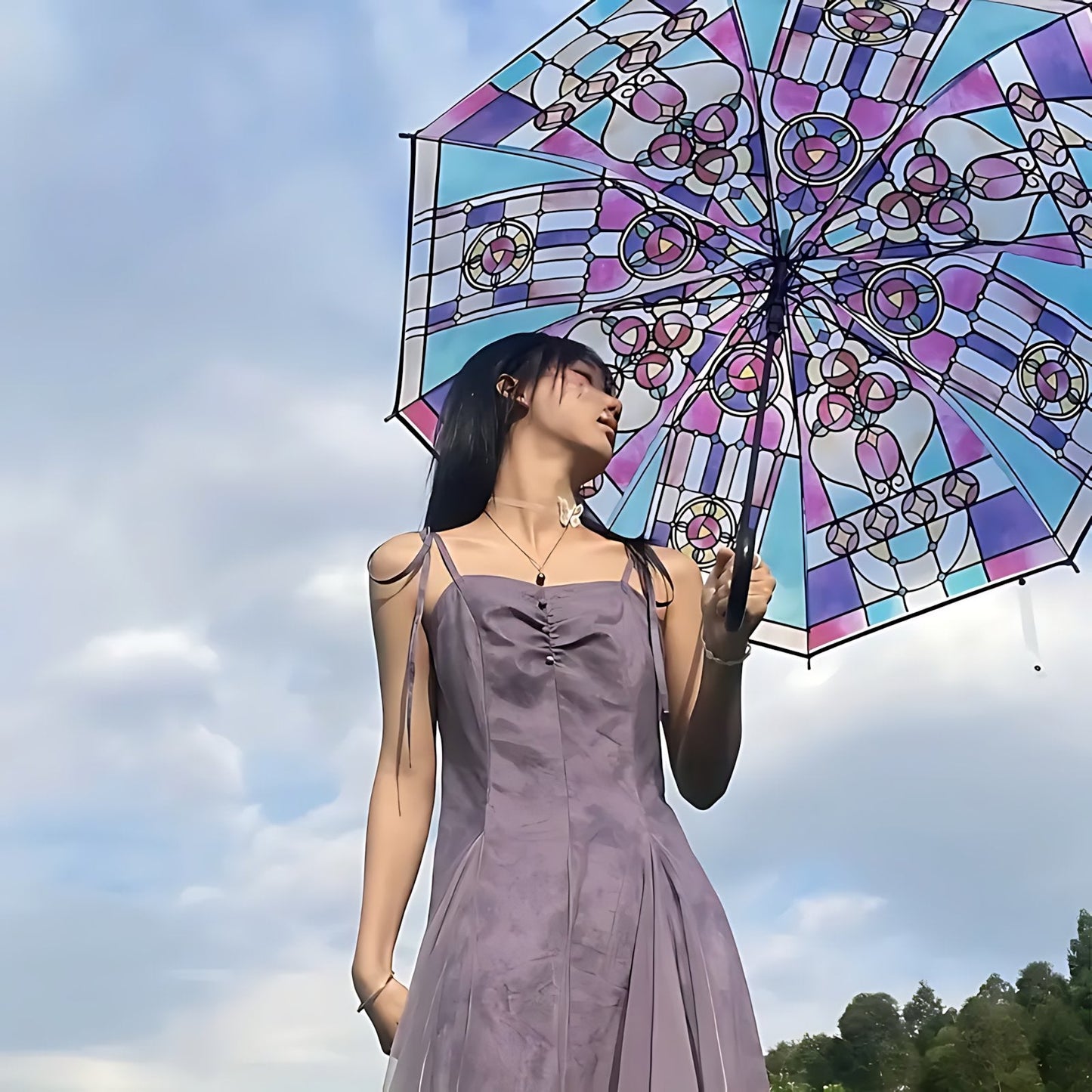 🔥Hot Sale 49% OFF -Vintage Stained Glass Automatic Umbrella